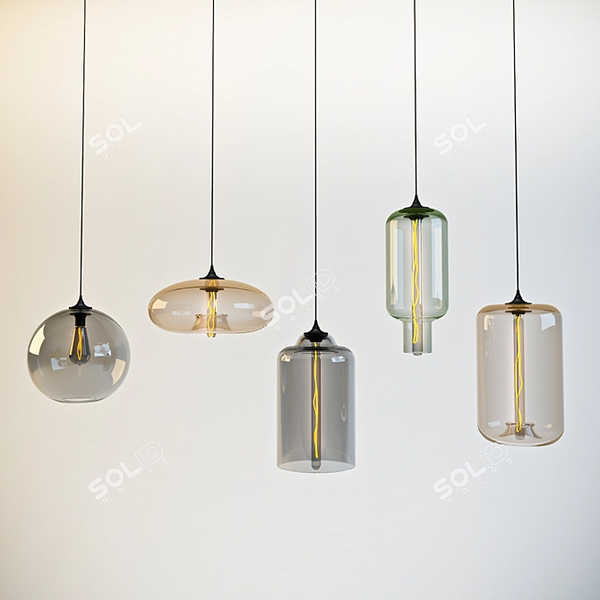 Sleek Contemporary Pendant Lights 3D model image 1