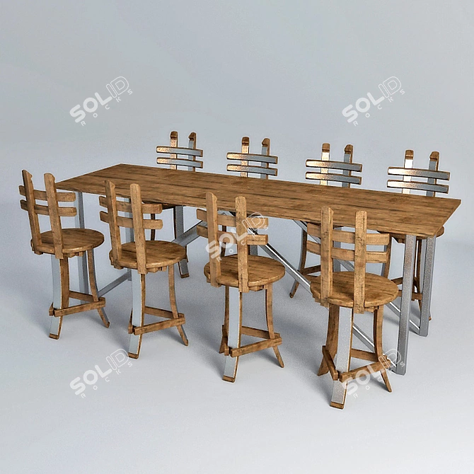 Bar Table & Chair Set 3D model image 1