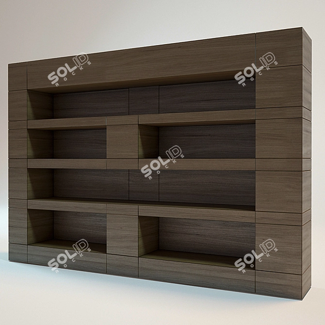 Stylish Wooden Bookcase: Shelve Your Stories 3D model image 2