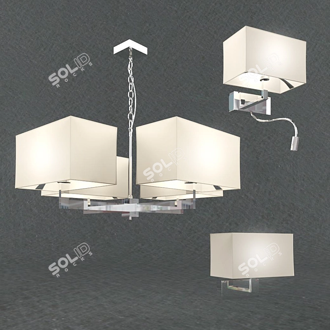 Norte Light Collection: Chandelier & Wall Sconces 3D model image 1