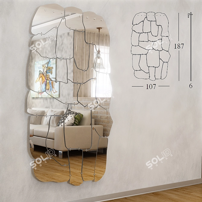 Miraggio Sonic Mirror - Radiant Acrylic Wall Decor 3D model image 1