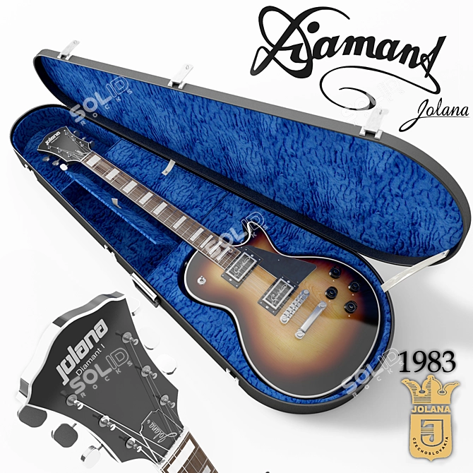 Jolana Diamant I 1983 + Case: Vintage Les Paul-style Electric Guitar 3D model image 1