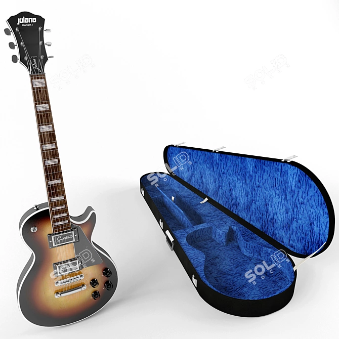 Jolana Diamant I 1983 + Case: Vintage Les Paul-style Electric Guitar 3D model image 2