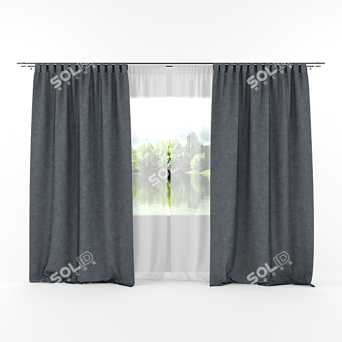 Contemporary Curtain: 3D-Rendered Elegance 3D model image 1