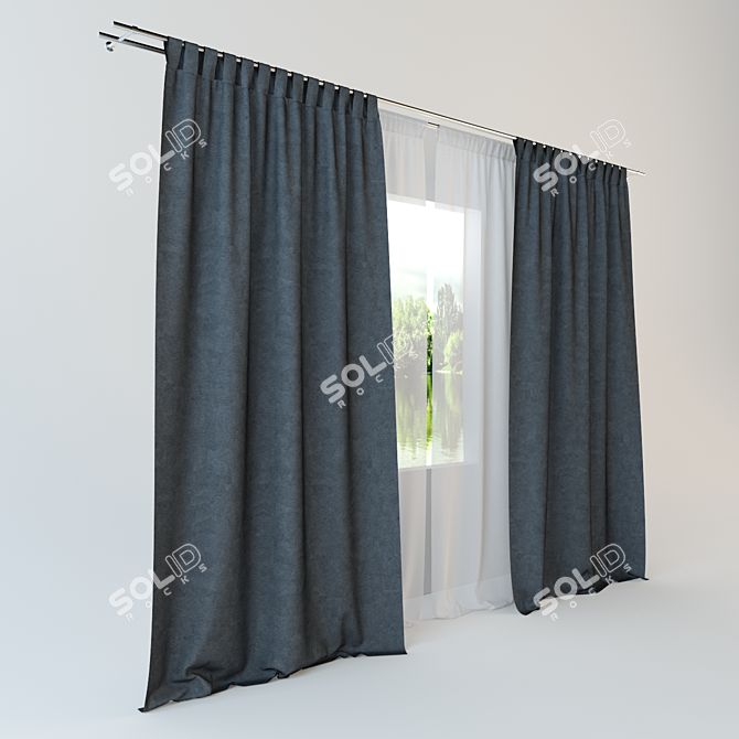 Contemporary Curtain: 3D-Rendered Elegance 3D model image 2