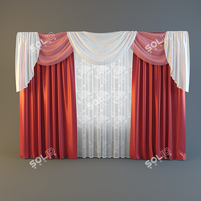 Pink Curtain - Classic Provincial Design 3D model image 1