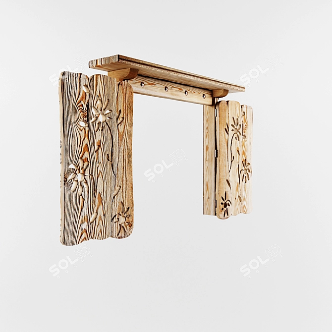 Ethnic Style Decorative Window with Shutters 3D model image 2