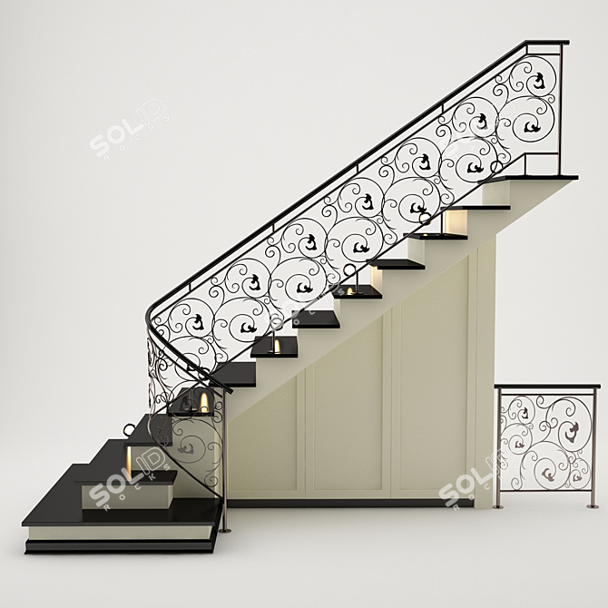 Stylish Staircase with Built-in Cabinet 3D model image 1