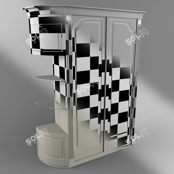 Whitewashed Oak Corner Cupboard 3D model image 2