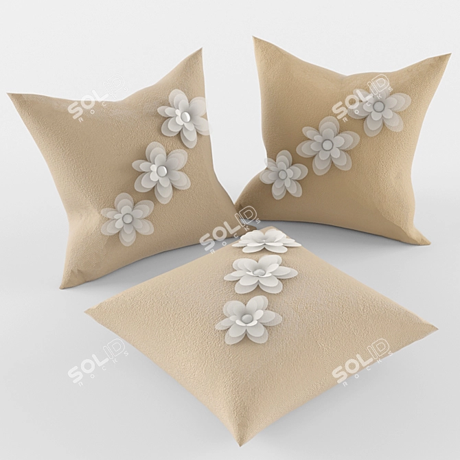 Cozy Textured Pillows 3D model image 1