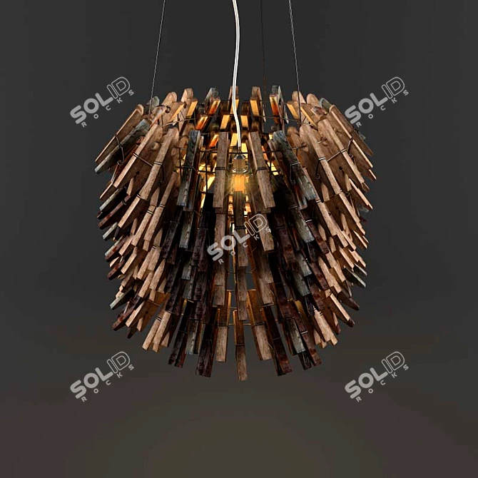 Unique Clothespin Lamp 3D model image 1