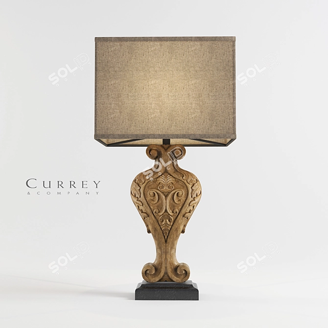 Elegant Wood and Iron Hourglass Lamp 3D model image 1