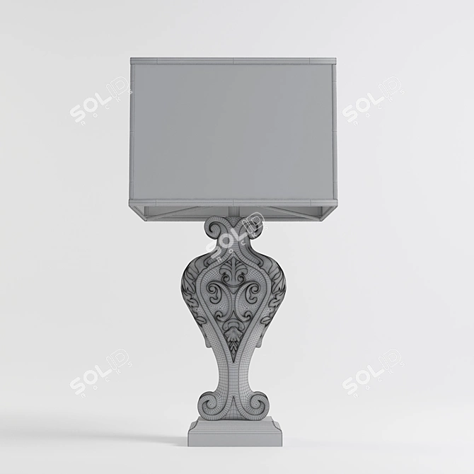 Elegant Wood and Iron Hourglass Lamp 3D model image 2