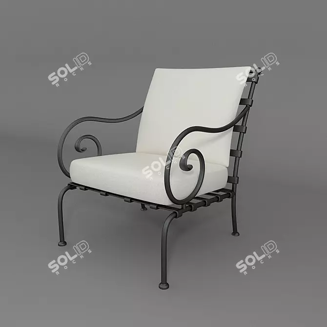 Elegant Wrought Iron Chair 3D model image 1