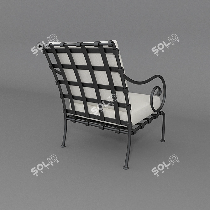 Elegant Wrought Iron Chair 3D model image 2