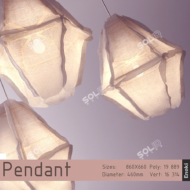 Wooden Shade Chandelier 3D model image 1