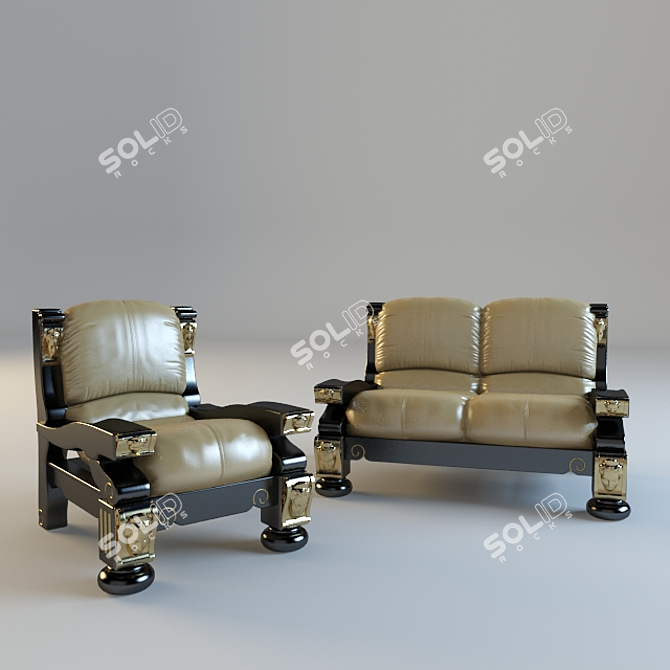 Modern Sofa and Armchair Set 3D model image 1