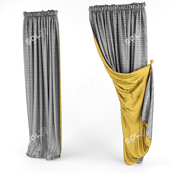 Luxe Lined Curtain 3D model image 1