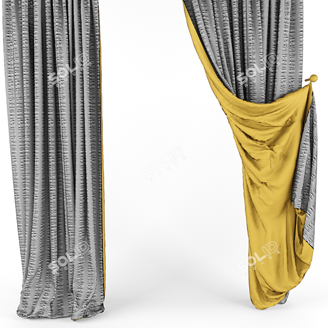 Luxe Lined Curtain 3D model image 2