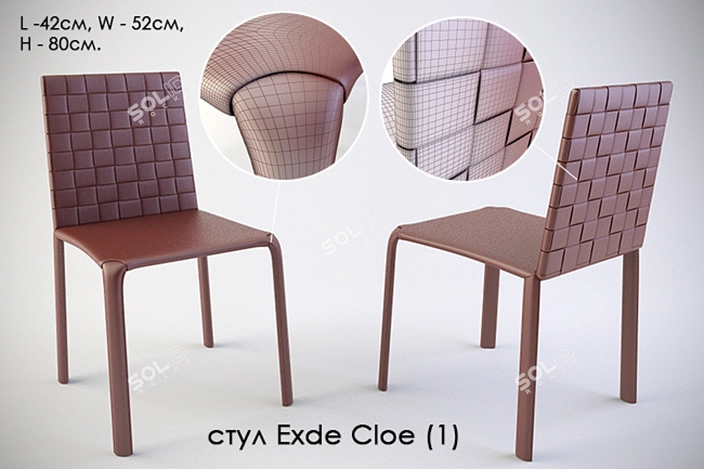 Exde Cloe Chair (2 Pack) - Stylish and Compact 3D model image 1