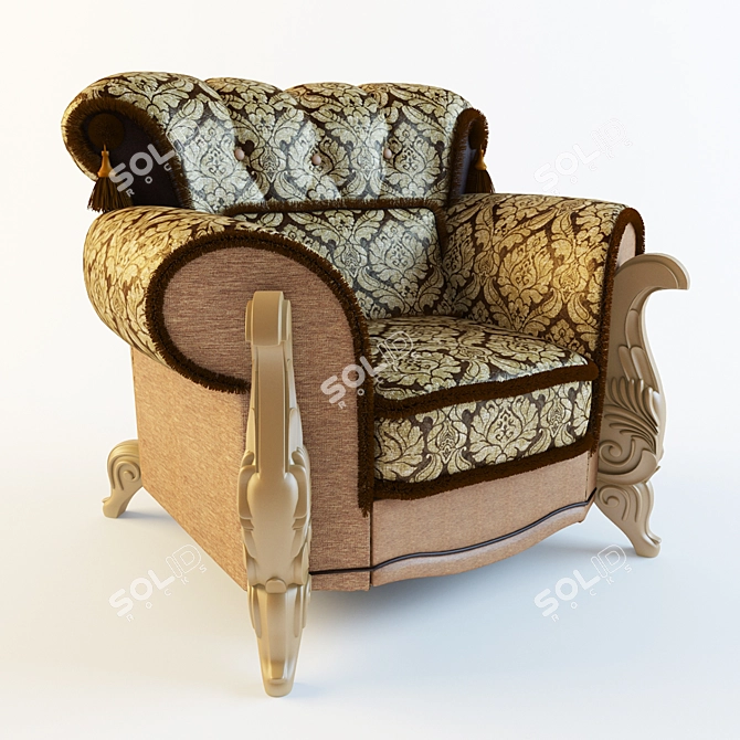 Elegant Hermitage Chair 3D model image 1