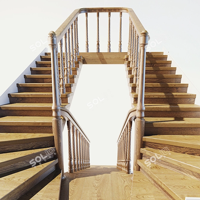 Spiral Wood Staircase 3D model image 2