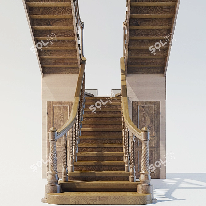 Spiral Wood Staircase 3D model image 3