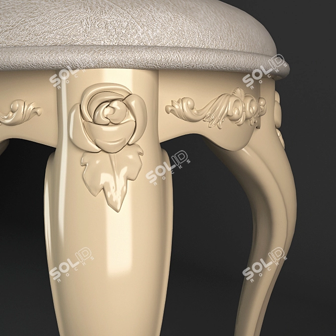 Classic Carved Ottoman 3D model image 2