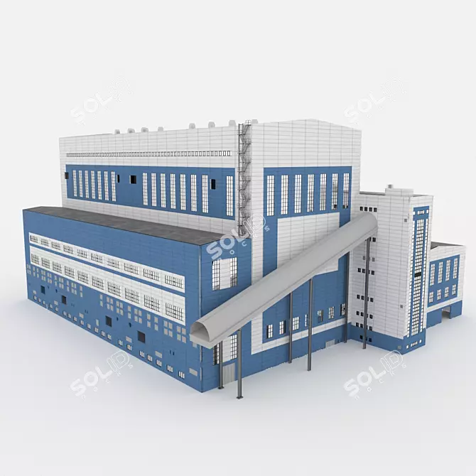 Industrial Factory Building 3D model image 1