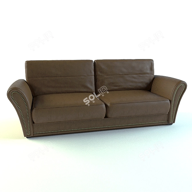 Brown Leather Sofa 3D model image 1