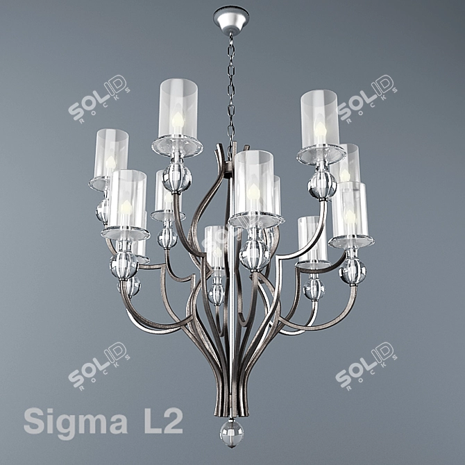 Sigma L2 Crystal & Co. Chandelier 3D model image 1