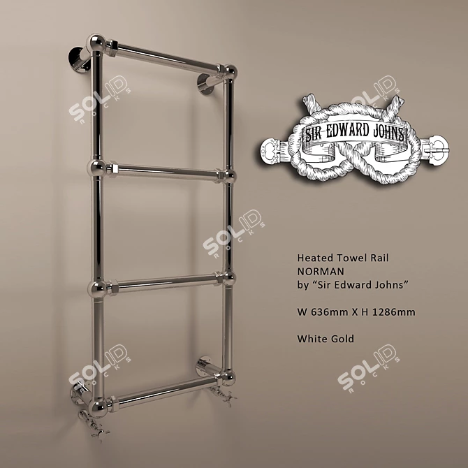 Luxury White Gold Heated Towel Rail 3D model image 2