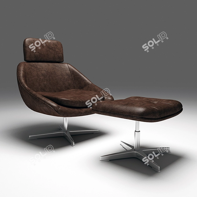 Elegant Chair with Ottoman 3D model image 1