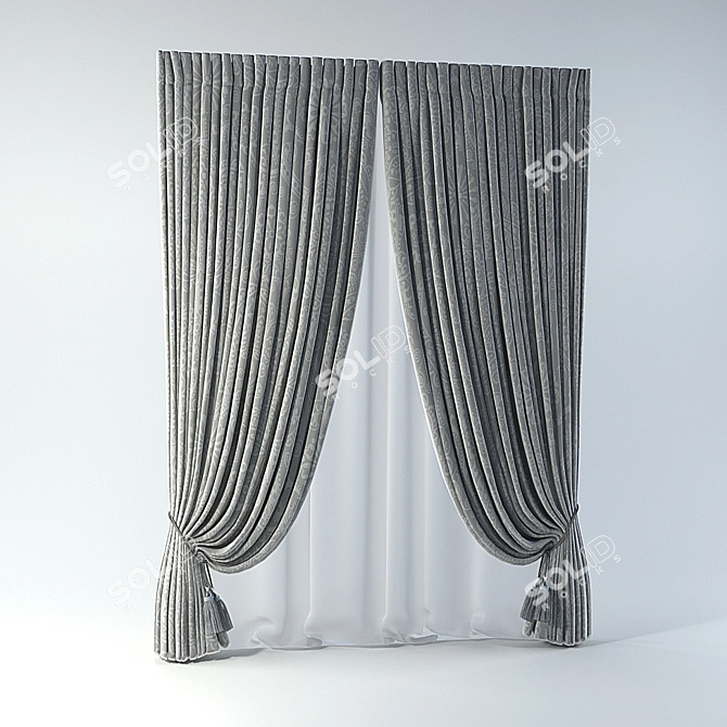 Elegant Curtain Ensemble 3D model image 1