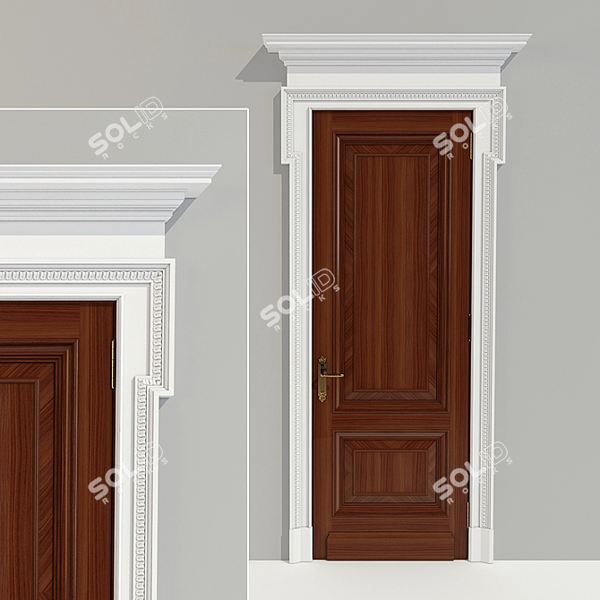 Classic Door with Plaster Trim 3D model image 1
