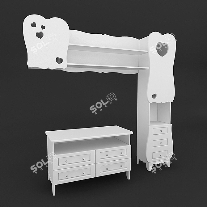 Heartwarming Kids Wardrobe 3D model image 1