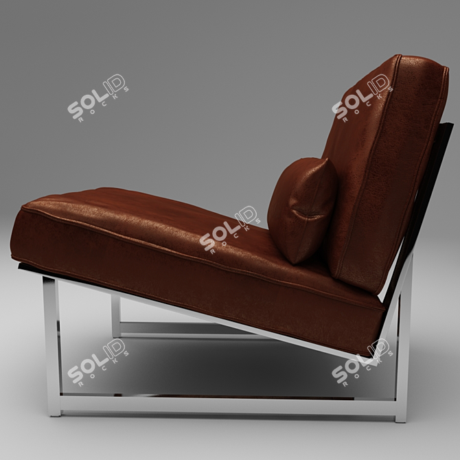 Luxury Leather Armchair with Lumbar Cushion 3D model image 3