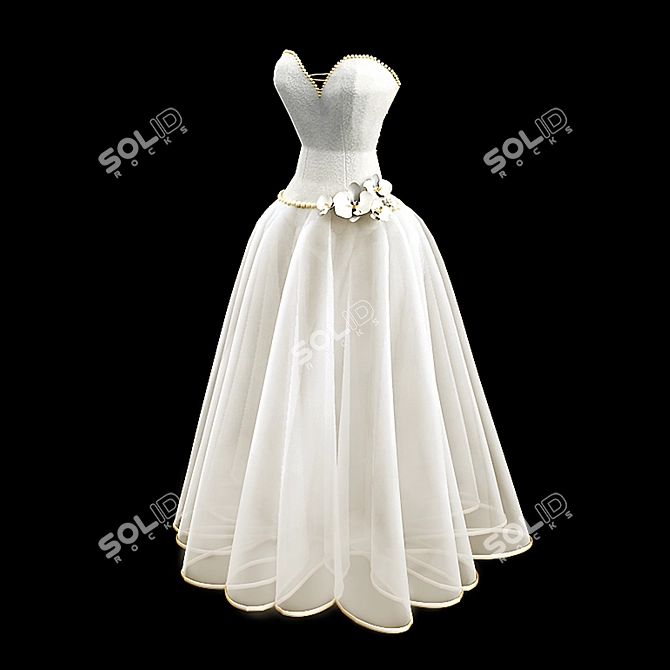 Ethereal Elegance Wedding Gown 3D model image 1