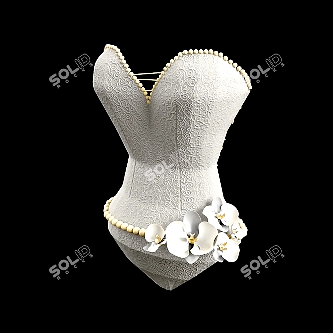 Ethereal Elegance Wedding Gown 3D model image 2