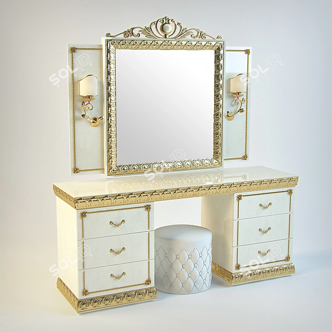 Sleek Dressing Table Stand 3D model image 1