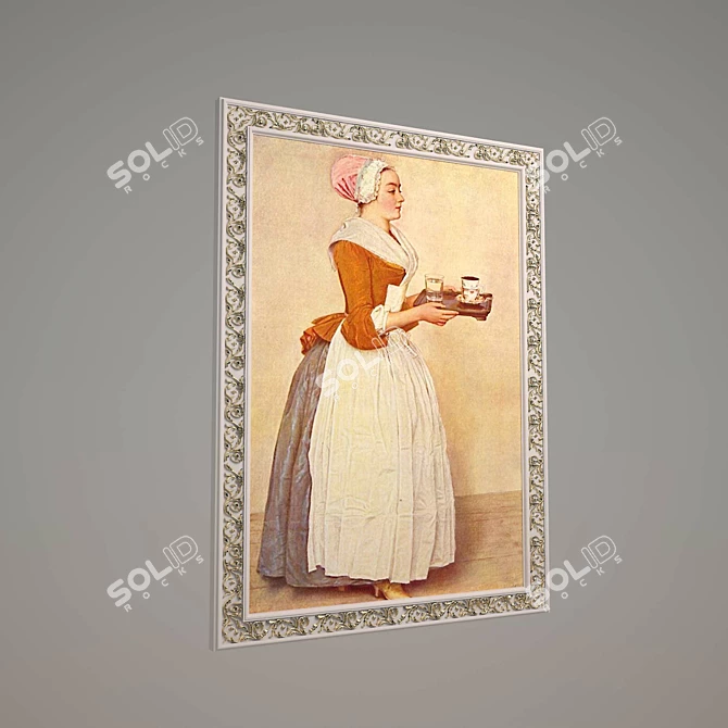 Decadent Chocolate Delight: Liotard Painting 3D model image 1