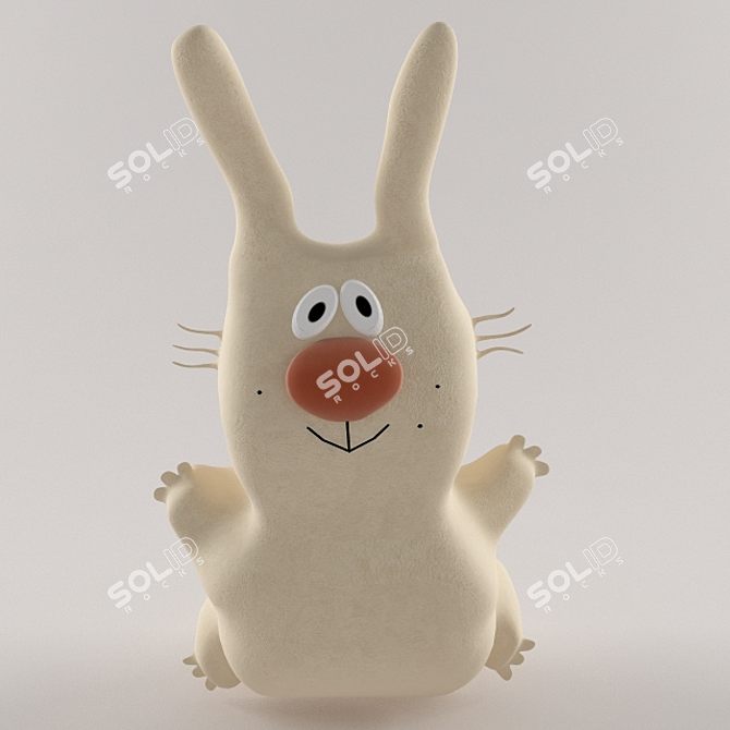 Fluffy Bunny Plush Toy 3D model image 1