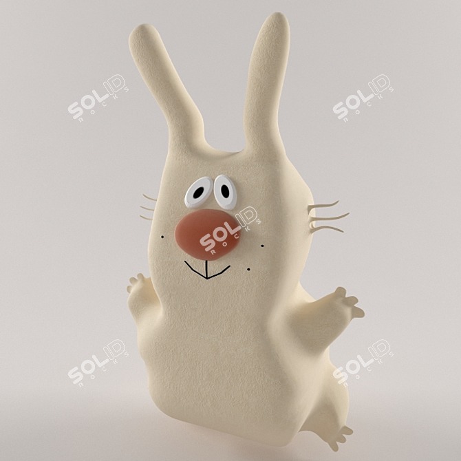 Fluffy Bunny Plush Toy 3D model image 2