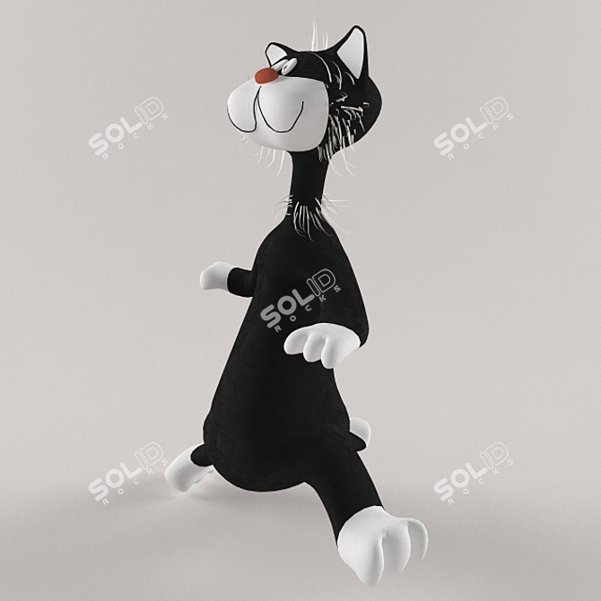 Cuddly Plush Cat Toy 3D model image 2