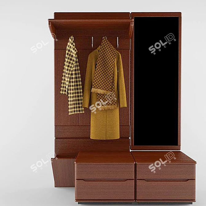Stylish Coat & Scarf Hooks 3D model image 1