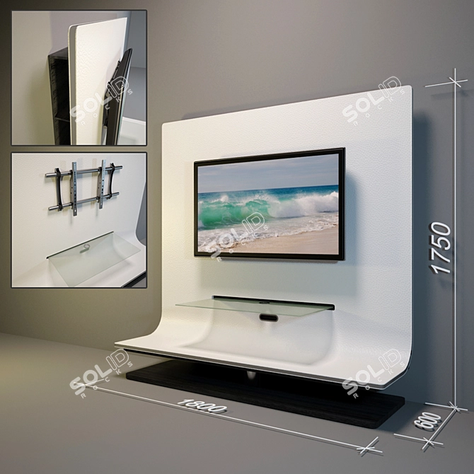 Modern TV Stand with Built-in TV Mount 3D model image 1