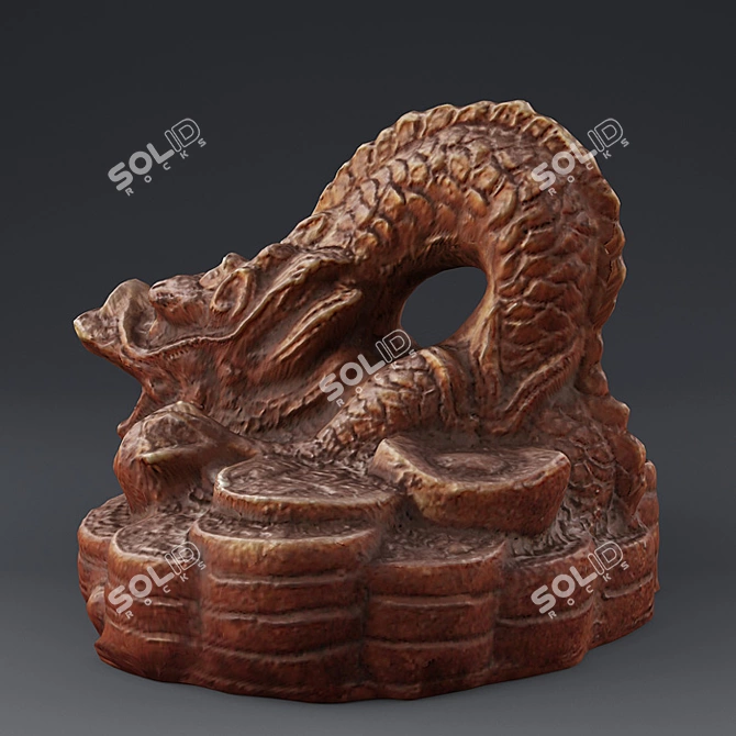 Mystic Terracotta Dragon Statue 3D model image 2