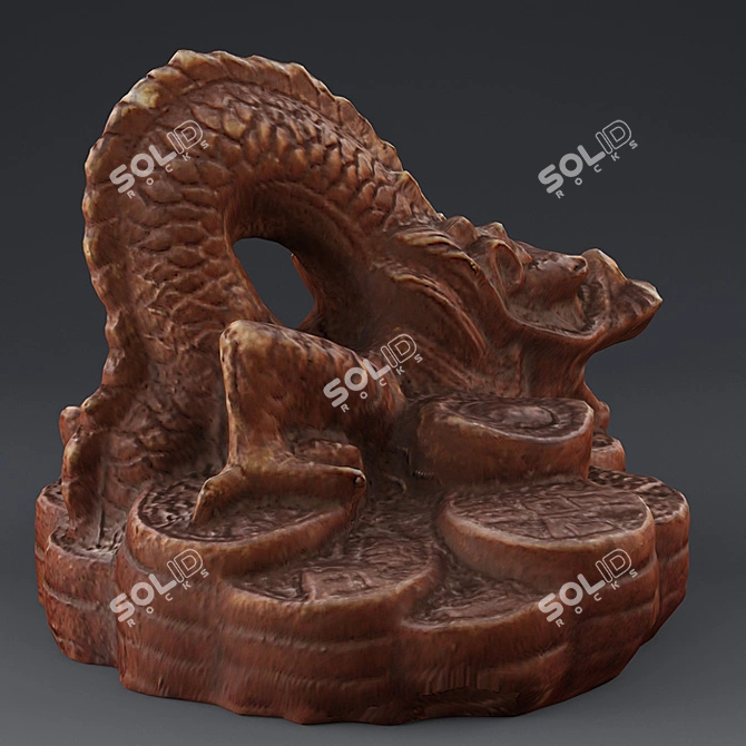 Mystic Terracotta Dragon Statue 3D model image 3