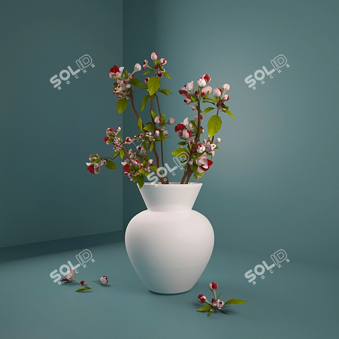 Delicate Apple Blossom Candle 3D model image 1