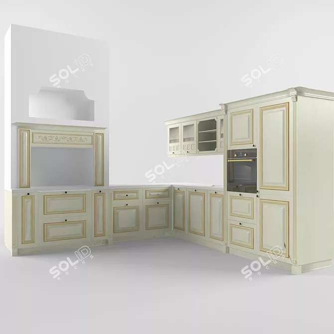 Elegant Cleopatra Kitchen: Lorena Factory 3D model image 1